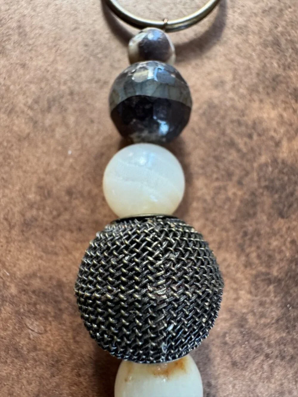 Boho purse charm/keychain with decorative beads